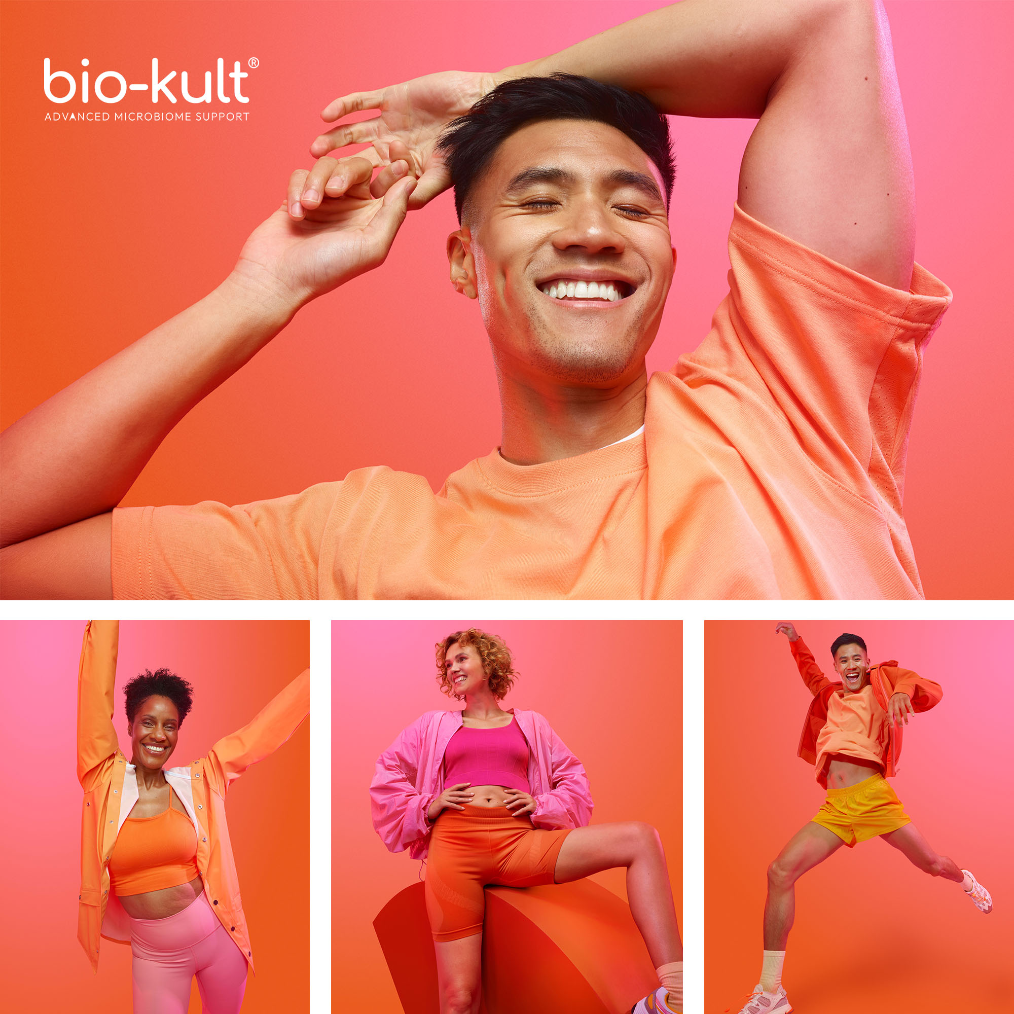 Image featuring models Marie, Donald, and Chloe from Sandra Reynolds agency for Bio-Kult
